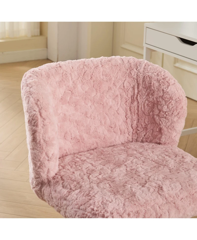 Streamdale Furniture Pink Faux Rabbit Fur Office Chair