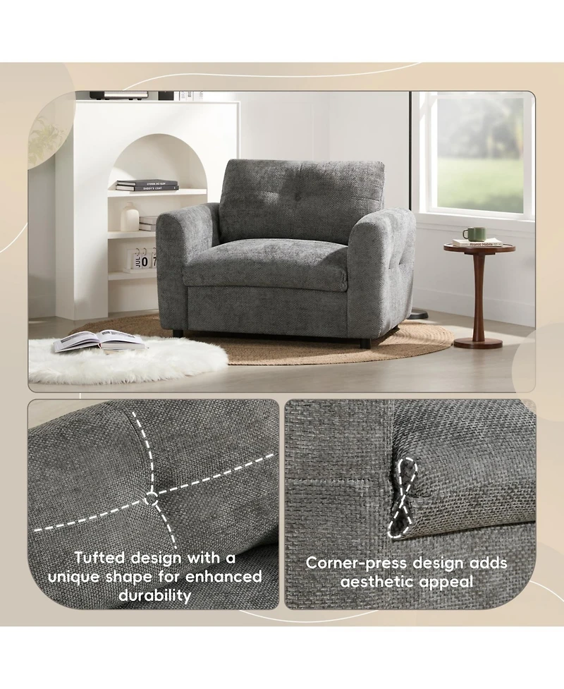 Streamdale Tufted Chenille Armchair with Charger & Wide Seat