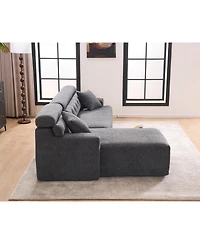 Streamdale Furniture Streamdale Grey Compression Sofa- Chaise & 3-Seater, Chenille, 2 Pillows