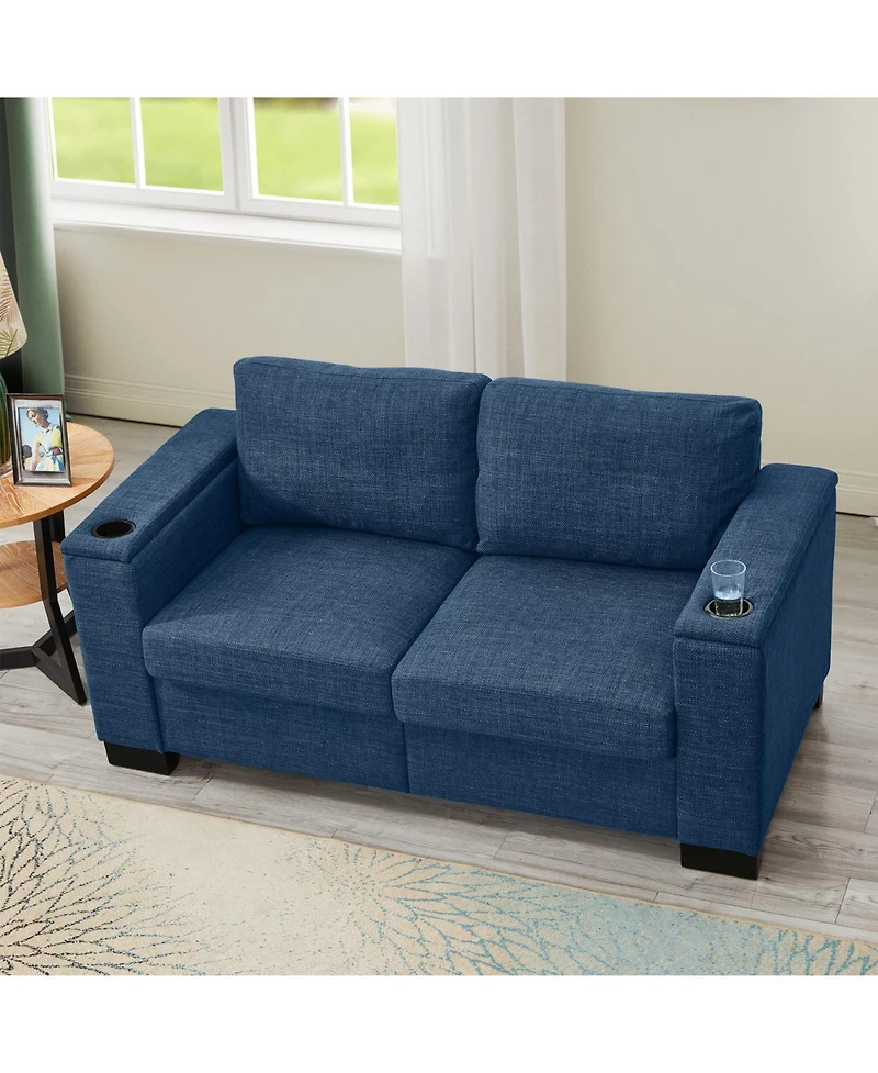 Streamdale Furniture Modern Blue Sofa Set with Cup Holder & Storage