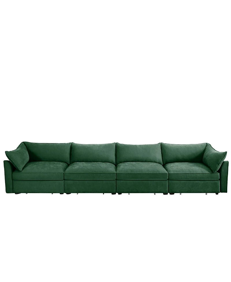 Streamdale Furniture Green Chenille Sofa Couch with Storage Drawers (4-Seater