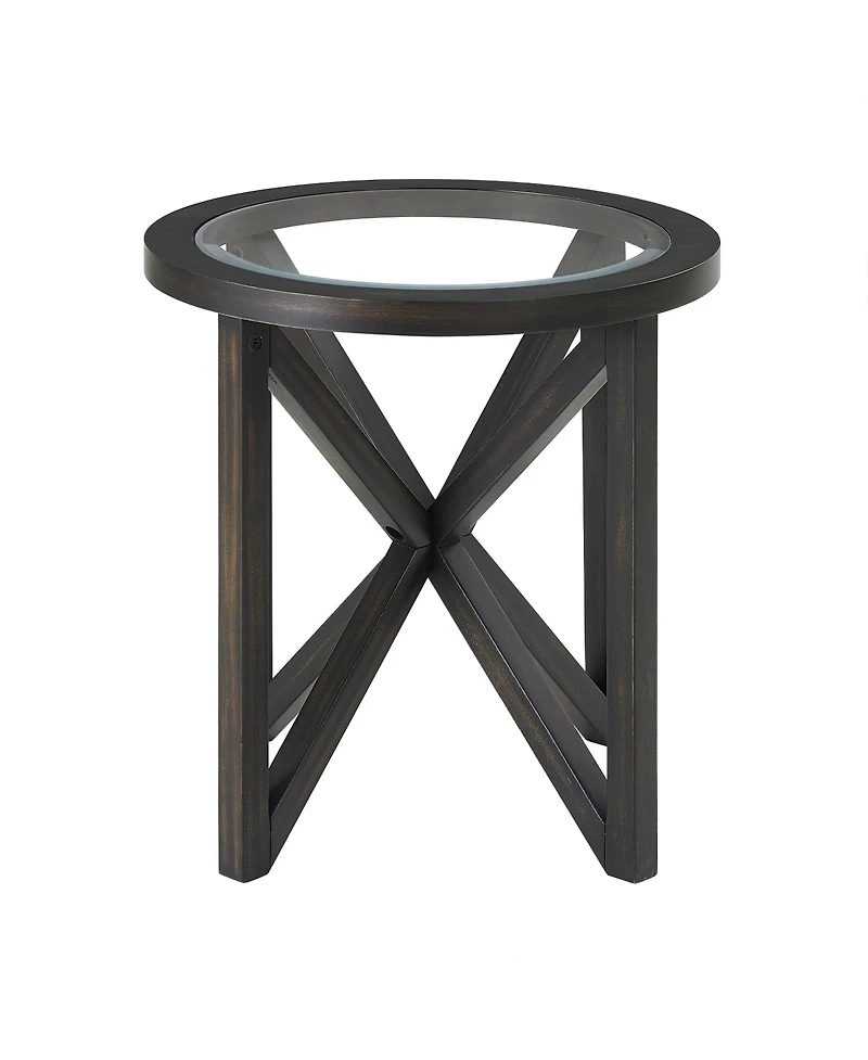 Streamdale Furniture Modern Glass Coffee Table - Wood Base, Round Top