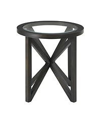 Streamdale Furniture Modern Glass Coffee Table - Wood Base, Round Top