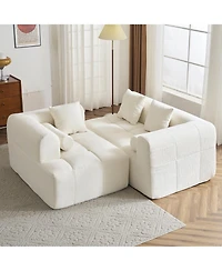 Streamdale Furniture 101" Sectional Sofa Modular Couch with Deep Seating & Pockets, Beige