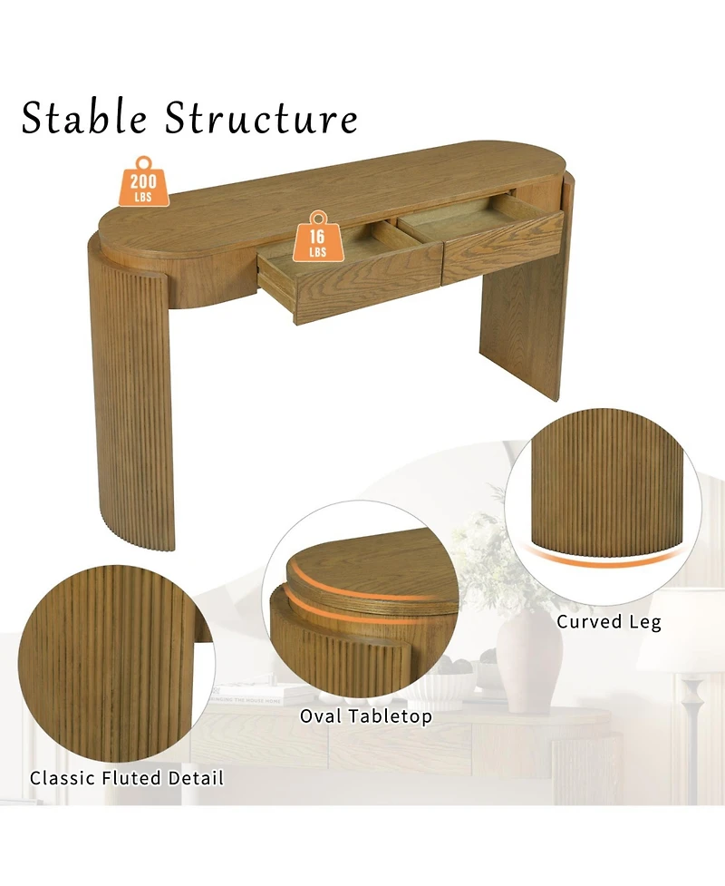 Streamdale Furniture Fluted Console Table with Drawers