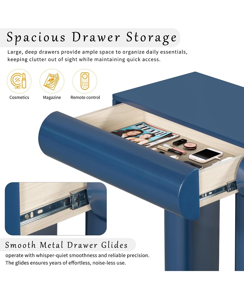 Streamdale Furniture Modern Blue Entryway Table with Drawers & Geometric Legs