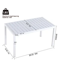Streamdale Furniture 55" White Modern Table - Indoor/Outdoor Dining, Patio, Garden