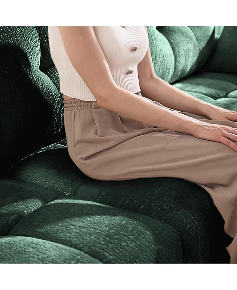 Streamdale Furniture Streamdale Green Chenille 3-Seater Sofa Set with Ottoman & Pillows