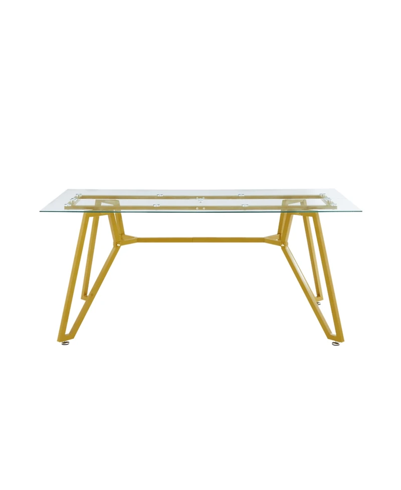 Streamdale Furniture 70.9" Rectangular Glass Dining Table - Gold Legs, Seats 1-8