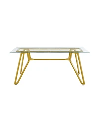 Streamdale Furniture 70.9" Rectangular Glass Dining Table - Gold Legs, Seats 1-8