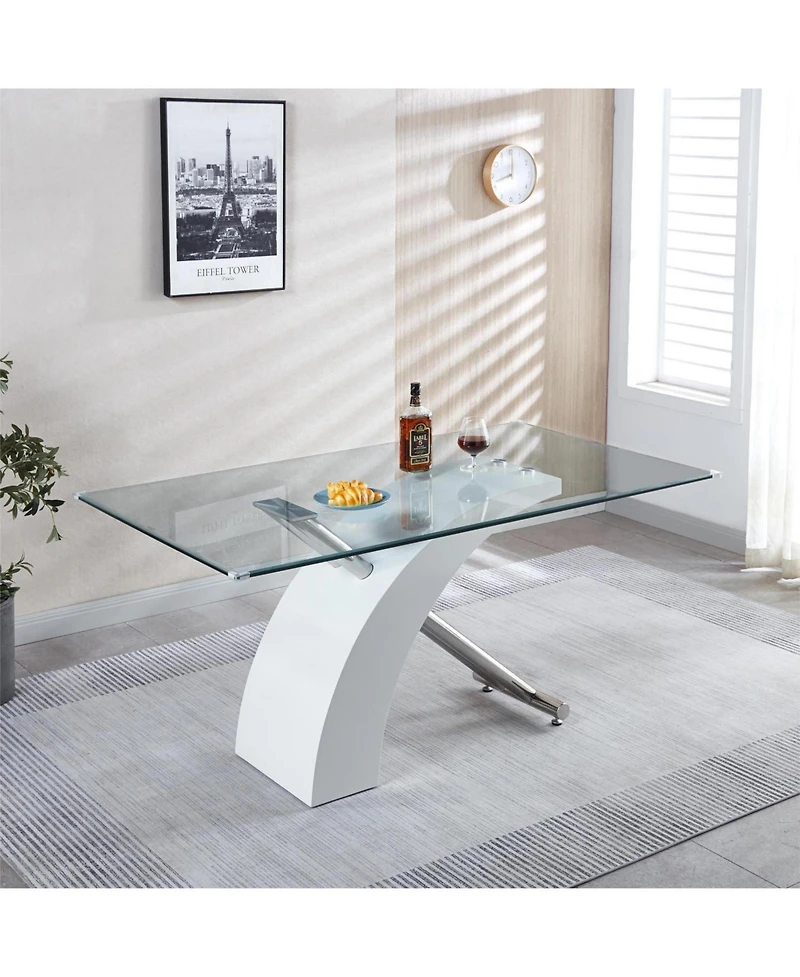Streamdale Furniture Luxury Glass Top Dining Table - Modern Design