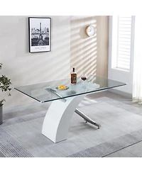 Streamdale Furniture Luxury Glass Top Dining Table - Modern Design