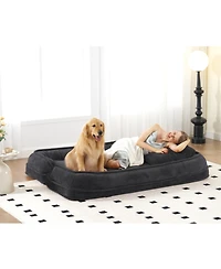 Streamdale Furniture Double Dog Bed Sofa Couch, Extra Large, Adjustable, Chenille Black
