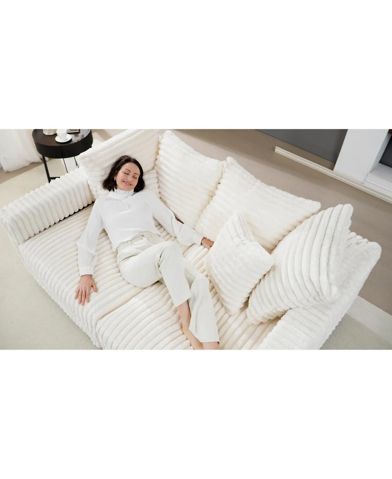 Streamdale Furniture Plush Corduroy 4-Seat Sofa, Modern Comfy Cloud Couch