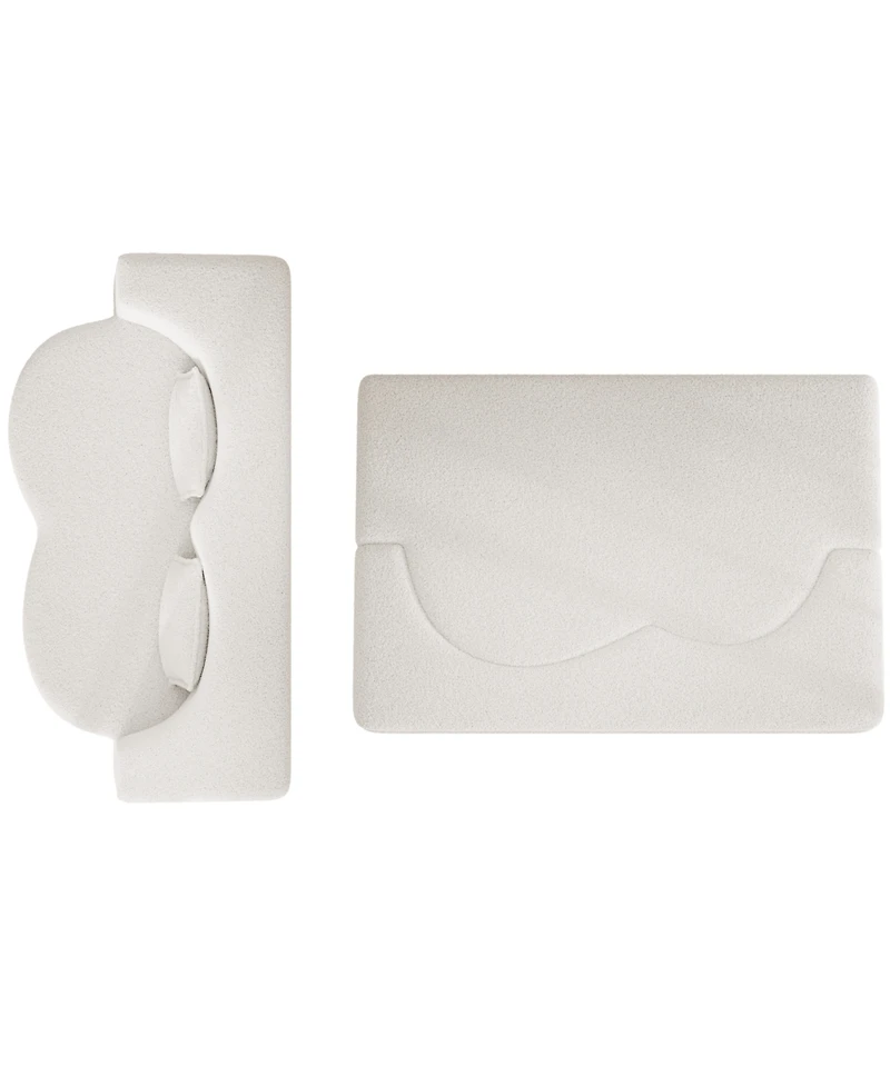 Streamdale Furniture Convertible Teddy Fabric Foam Sleeper Sofa Bed with 2 Pillows