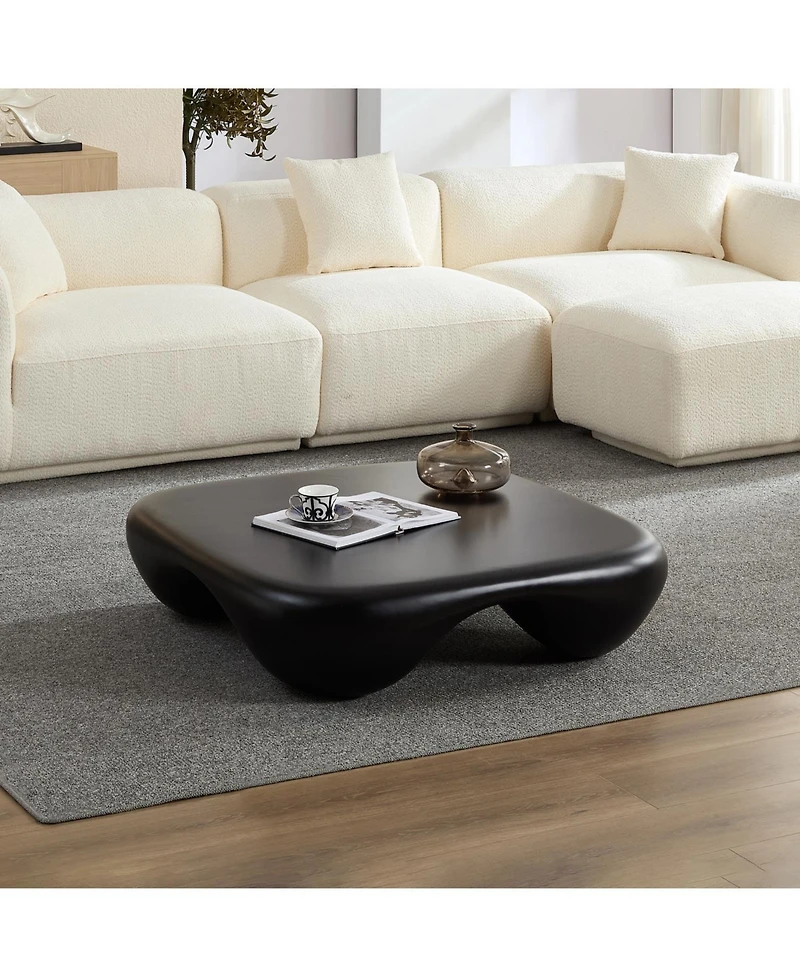 Streamdale Furniture Modern Coffee Table Faux Travertine Textured for Livingroom/Office,black