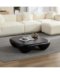 Streamdale Furniture Modern Coffee Table Faux Travertine Textured for Livingroom/Office,black