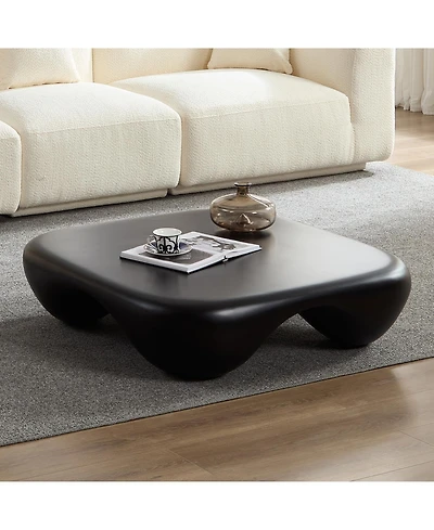 Streamdale Furniture Modern Coffee Table Faux Travertine Textured for Livingroom/Office,black