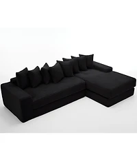 Streamdale Furniture Streamdale Oversize Cloud Sectional Sofa Bed, L-Shape, 8 Pillows, Corduroy, Black (Right Facing)