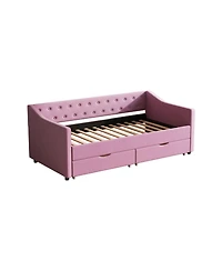 Streamdale Furniture Twin Upholstered Tufted Arms & Storage Drawers Daybed