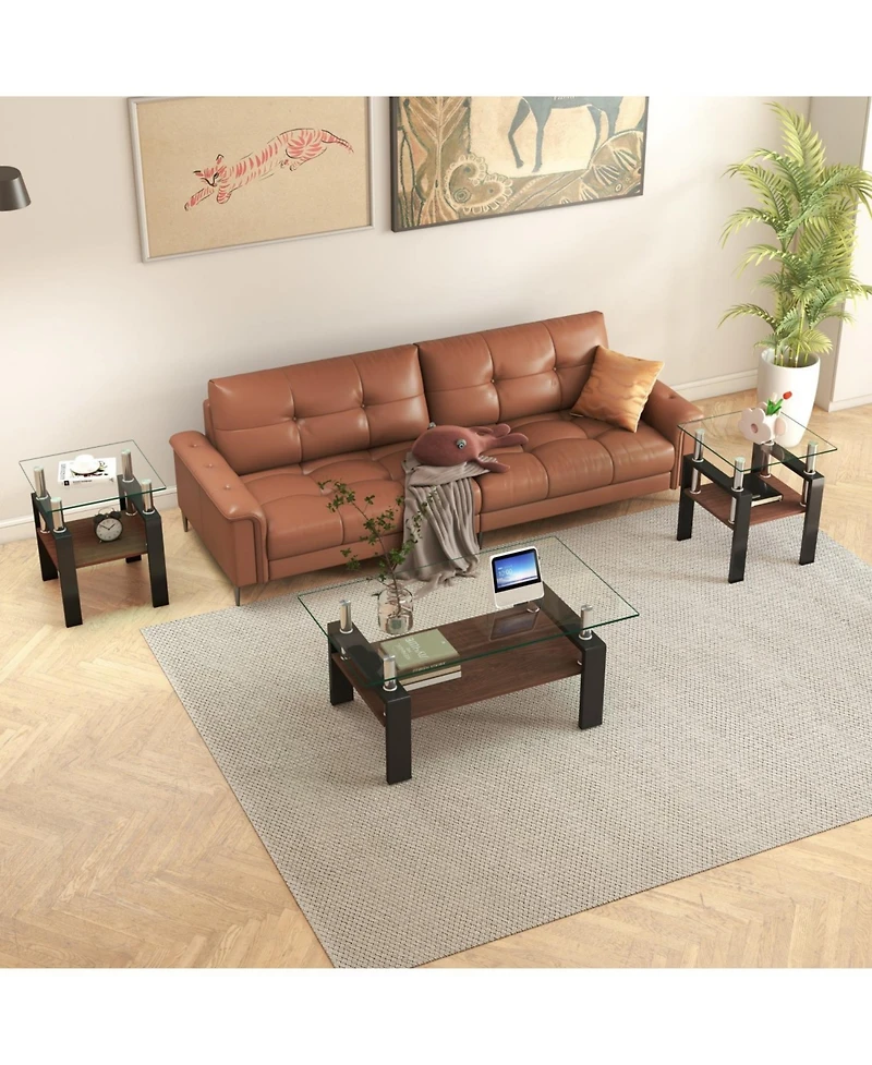 Streamdale Furniture 2 Modern Glass Tea/Coffee Tables