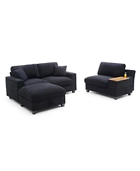 Streamdale Furniture Streamdale Oversized L-Shaped Sectional Sofa with Drop Down Table & Storage Ottoman