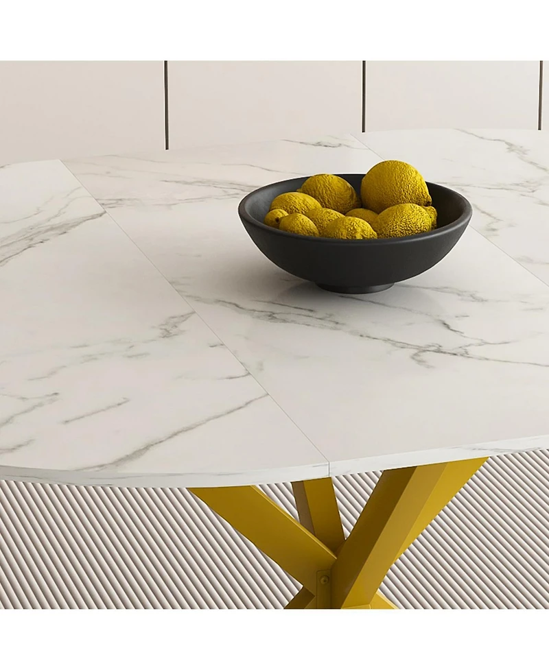 Streamdale Furniture Round Extendable Dining Table, Carbon Steel Base (4-6 Seater)