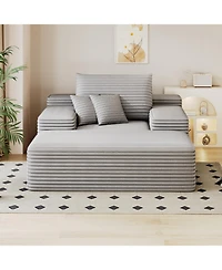 Streamdale Furniture Chaise Lounge Chair Indoor Oversized Sofa Bed Sleeper Couch Plush Faux Fur