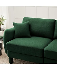Streamdale FurnitureGreen Boucle 4-Seater Sofa with Shell Armrests