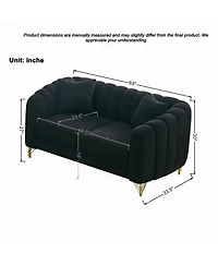 Streamdale Furniture 63" Chenille Loveseat Sofa - Modern Tufted Couch with Gold Legs