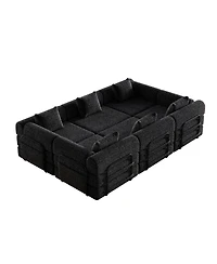 Streamdale FurnitureChenille 6-Seater Convertible Sofa Bed with Storage