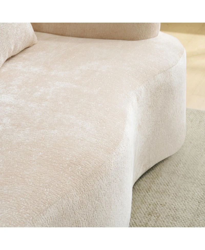 Streamdale Furniture Chenille L-Shape Sectional Sofa with Curved Chaise