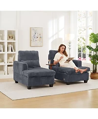 Streamdale Furniture Fluffy Corduroy Loveseat Sofa with Adjustable Back