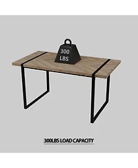 Streamdale Furniture 59" Modern Industrial Dining Table, Light Wood, Seats 4-6
