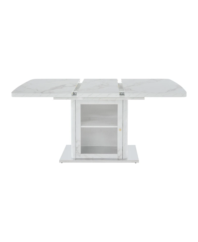 Streamdale Furniture Modern Extendable Marble Dining Table with Storage