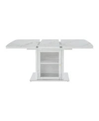 Streamdale Furniture Modern Extendable Marble Dining Table with Storage