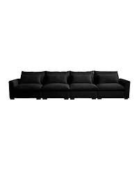 Streamdale Furniture 4 Seater Black Corduroy Couch with 4 Pillows