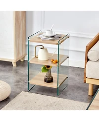 Streamdale Furniture 3-Layer Bedside Cabinet with Glass Panels