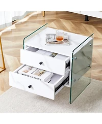 Streamdale Furniture + 1 Pc. + Glass + Storage + Bedside Table
