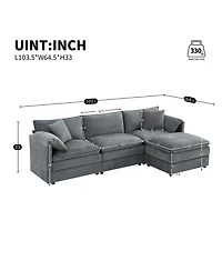 Streamdale Furniture Chenille Modular Sectional Sofa with Ottoman