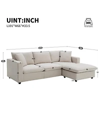 Streamdale Furniture Modern Sectional Sofa, Cloud Couch with Ottoman