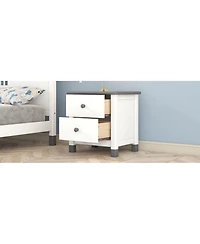 Streamdale Wooden Nightstand with Two Drawers for Kids, End Table for Bedroom