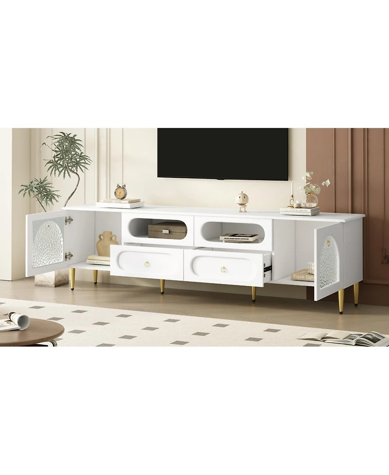 Streamdale Furniture 78.8" Retro Tv Stand - Media Console w/ Cabinets & Drawers