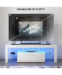 Streamdale Furniture Modern Led Tv Stand with Flip Door and High Gloss Finish