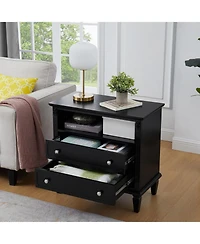 Streamdale Furniture Farmhouse Nightstand with Charging Station and Side Table