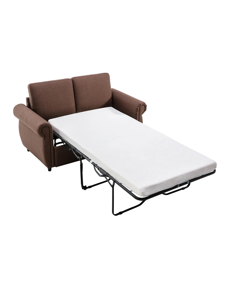 Streamdale 57.9'' Pull Out Sofa Bed Loveseat Sleeper with Twin Memory Mattress Two Usb Ports for Living Room Spaces