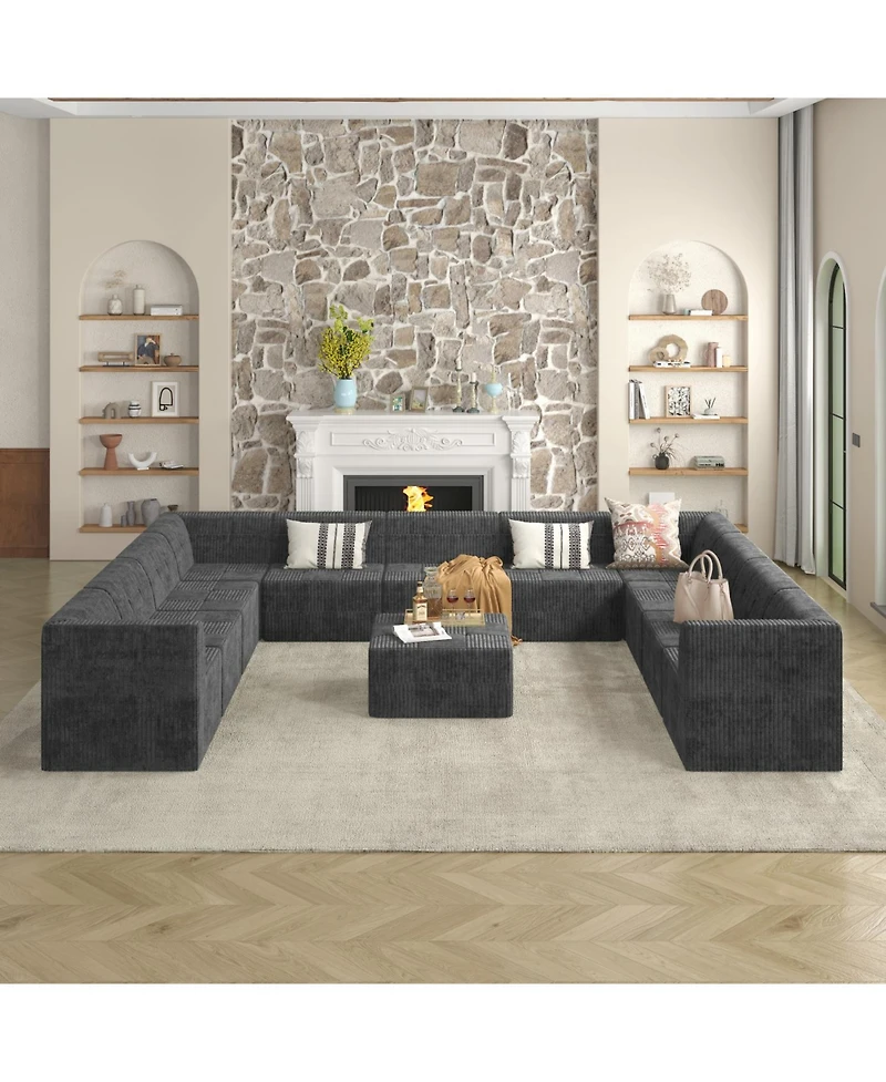 Streamdale Furniture Modern Corduroy Couch Single-Seat Sectional Sofa