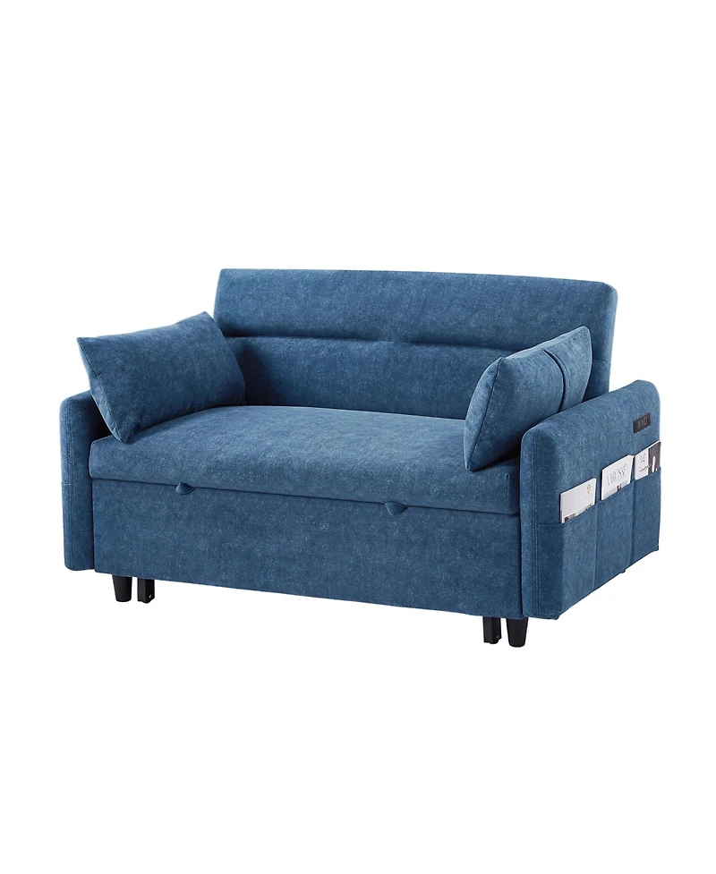 Streamdale Furniture 55" Pull Out Sofa Bed with Adjustable Back, Storage, Pillows, Usb