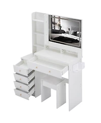 Streamdale Furniture Large Vanity Table with Charging Station and Led Mirror (41)