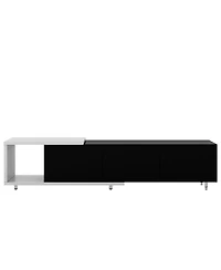 Streamdale Furniture 70.1"-100" Modern Stylish ExtendableTV Stand Tv Cabinet for 80+inch TV, Black+White